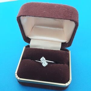 Twin Cubic Zirconia Ring,  925 silver setting, size 6 1/2, with Ring Box